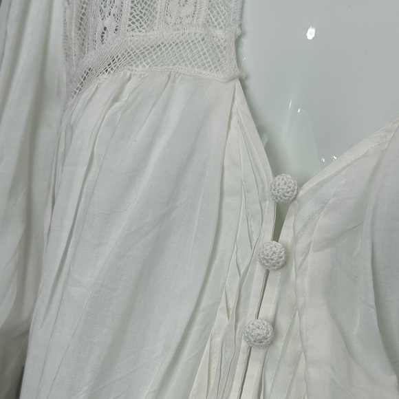 NWT FREE PEOPLE Esme Button-down Embroidered Blouse In White M Romantic Boho - Picture 9 of 14